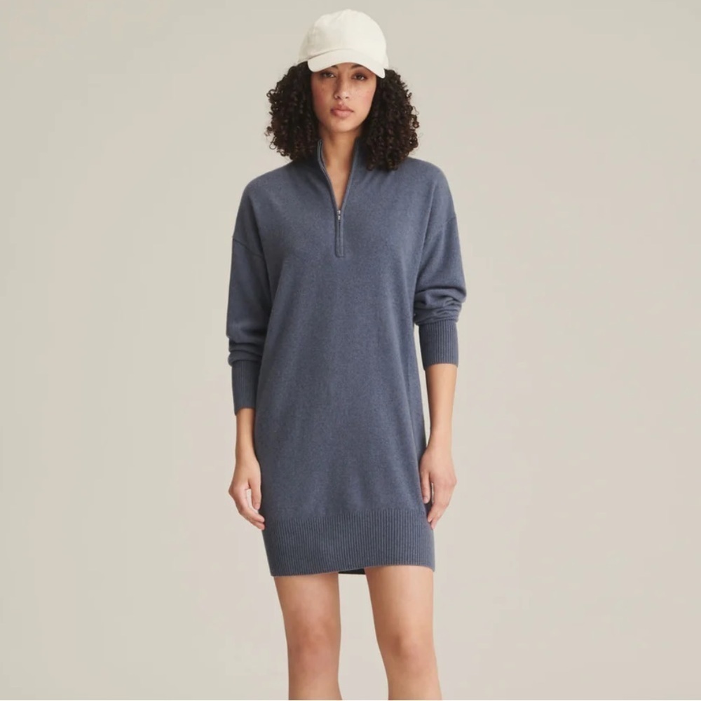 Naadam Recycled Cashmere Quarter Zip Dress Medium EUC